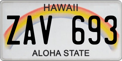 HI license plate ZAV693