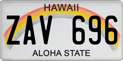 HI license plate ZAV696