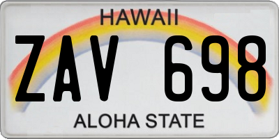 HI license plate ZAV698