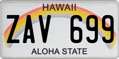 HI license plate ZAV699