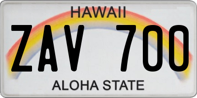 HI license plate ZAV700