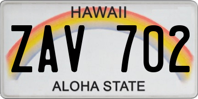 HI license plate ZAV702