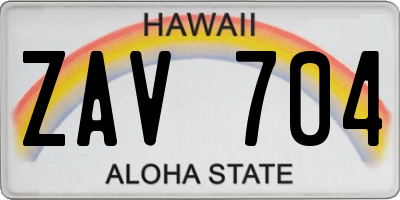 HI license plate ZAV704