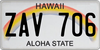 HI license plate ZAV706