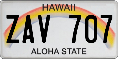 HI license plate ZAV707