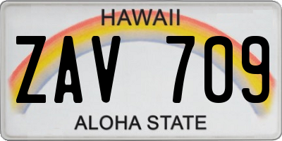HI license plate ZAV709