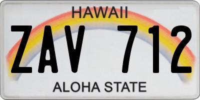 HI license plate ZAV712