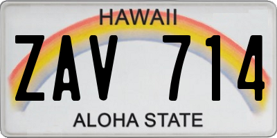 HI license plate ZAV714