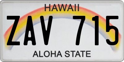 HI license plate ZAV715