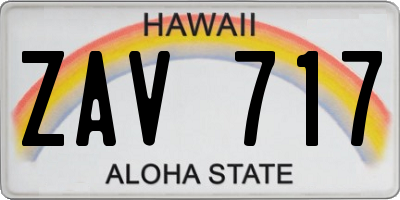 HI license plate ZAV717