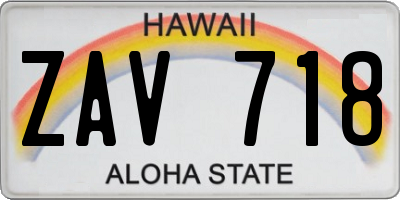 HI license plate ZAV718