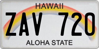 HI license plate ZAV720
