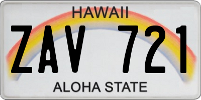 HI license plate ZAV721