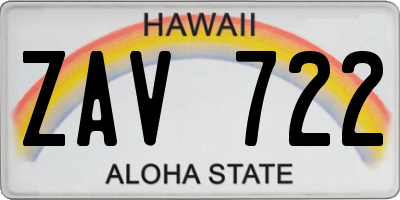 HI license plate ZAV722
