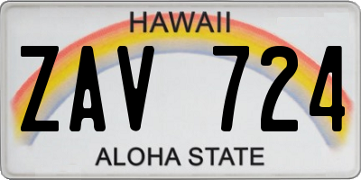 HI license plate ZAV724