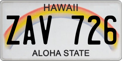 HI license plate ZAV726