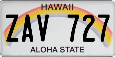 HI license plate ZAV727