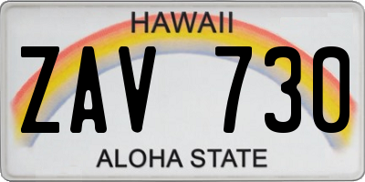 HI license plate ZAV730