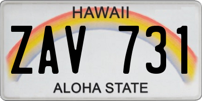 HI license plate ZAV731
