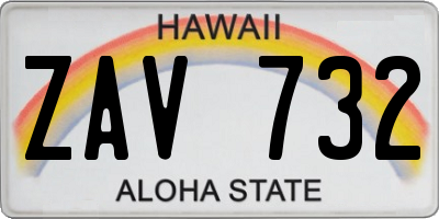 HI license plate ZAV732