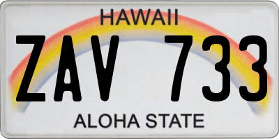 HI license plate ZAV733