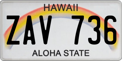 HI license plate ZAV736