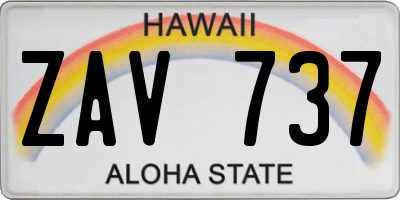 HI license plate ZAV737