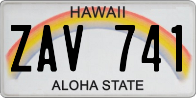 HI license plate ZAV741