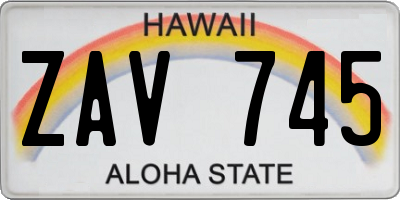 HI license plate ZAV745