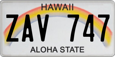 HI license plate ZAV747