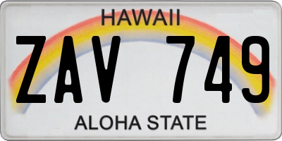 HI license plate ZAV749