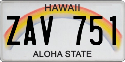 HI license plate ZAV751