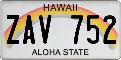 HI license plate ZAV752