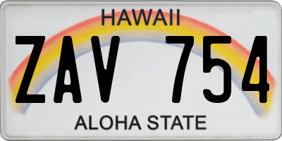 HI license plate ZAV754