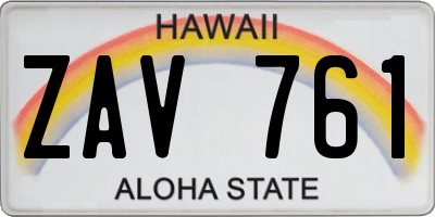 HI license plate ZAV761