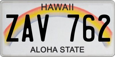 HI license plate ZAV762