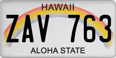 HI license plate ZAV763