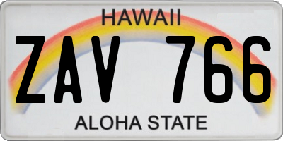 HI license plate ZAV766