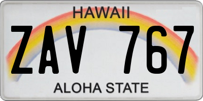 HI license plate ZAV767