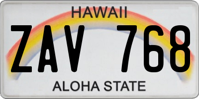 HI license plate ZAV768