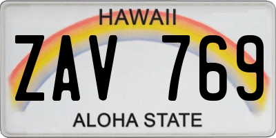 HI license plate ZAV769