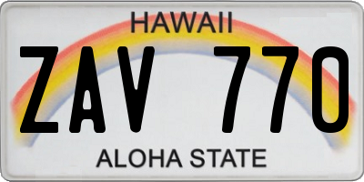 HI license plate ZAV770