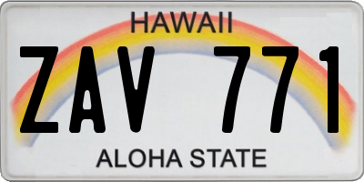 HI license plate ZAV771