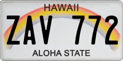 HI license plate ZAV772