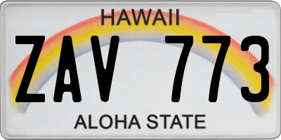 HI license plate ZAV773