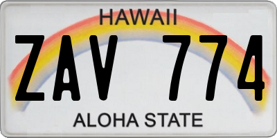 HI license plate ZAV774