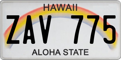 HI license plate ZAV775
