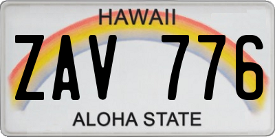 HI license plate ZAV776