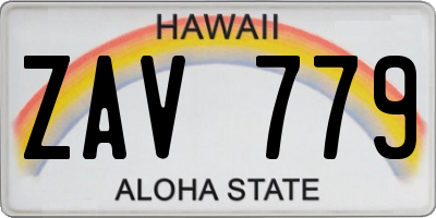 HI license plate ZAV779