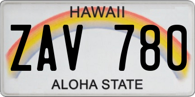 HI license plate ZAV780